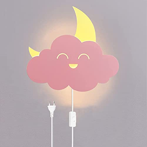 LED Wolken Wandleuchte Sterne und Mond Wandlampe mit Schalter und kabel, Modern Wandleuchtung Mit Stecker Kinderzimmer Nachttischlampe 8W Nachtlicht 3000K für Junge Mädchen kinder Schlafzimmerlampe