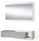 HOMN LIVING Recibidor Moon con 1 cajón y Espejo Color Cemento/Blanco, Mueble de Entrada, 95 cm (Ancho) 26 cm (Profundo) 19 cm (Altura)