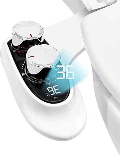 GIVINGTREE Bidet-WC-Aufsatz mit digitaler Anzeige-Temperatur, einstellbares kaltes bis warmes Wasser, nicht elektrisch, selbstreinigend, doppelte einziehbare Düsen für Heck- und Damenwäsche