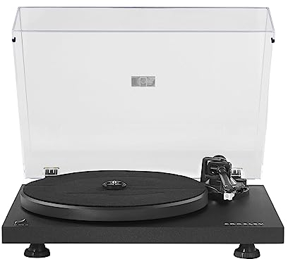Crosley C6 Vinilio Plattenspieler mit 2 Lautsprechern, Bluetooth Out - Vintage Plattenspieler mit 2 Geschwindigkeiten, für 7 Zoll, 10 Zoll und 12 Zoll Vinyl, mit Anti-Vibrations-Füßen, Mattschwarz