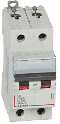 Legrand 407800E, Interruttore automatico magnetico termico, 2P, 16A, Curva C, 10kA, 2 moduli, DX3