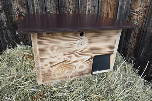 Igelhaus 45cm x 40cm x 28cm Igelhotel 20mm Vollholz Winterfest Kein Bausatz: easytouch-Rattenklappe und Boden, optional mit Labyrintheingang (Igel mini geflammt ohne Boden)