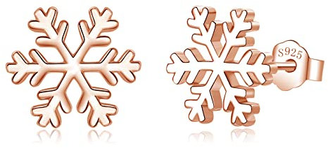 Loutade Silber Weihnachten Ohrringe Damen, 925 Sterling Silber Weihnachts Ohrstecker, Rose Gold Schneeflocke Ohrstecker Ohrringe, 9mm Süße Silber Knorpel Schlafen Ohrstecker zum Winter Weihnachten