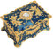 Vintage Metal Jewelry Box - Small Trinket Storage, Rectangle Treasure Chest, Decorative Gift for Women Girls (Gold+Blue)