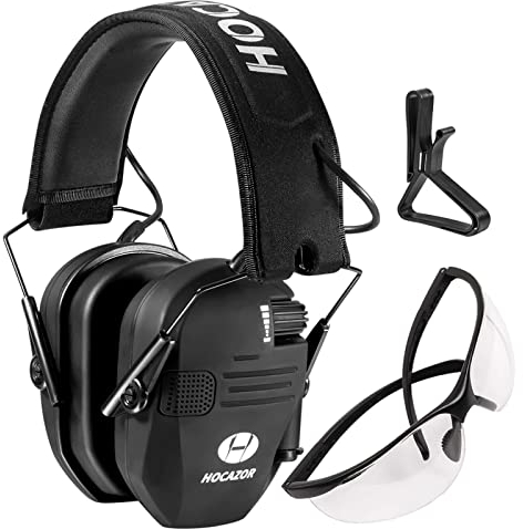 HOCAZOR HZ01 Casque Antibruit Actif RéGlable, DéFenseur D'Oreille éLectronique Pour Le Tir, Protection Auditive Avec RéDuction Du Bruit Et Amplification Du Son Pour Le Champ De Tir La Chasse, NRR 23dB