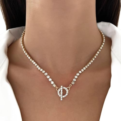 Wendalern Collier Tennis En Diamant Collier Bling Bling En Zirconium Collier À Fermoir À Bascule Collier Tennis En Cz Collier À Boucle En Cristal Collier À Chaîne Bijoux Pour Femmes Hommes