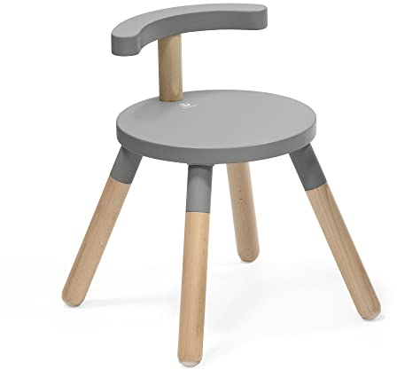 Stokke MuTable Stuhl, Storm Grey - 2023 Neugestaltung - Anpassbare Sitzhöhe & entfernbare Rückenlehne - Hergestellt aus Buchenholz - Von 1,5 bis 8 Jahren
