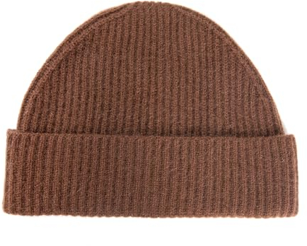 Villand 100% Kaschmir Gerippter Umgeschlagener Hut für Männer, Ultra-Weiche Reine Kaschmir Winter Skimütze (Kaffeebraun)