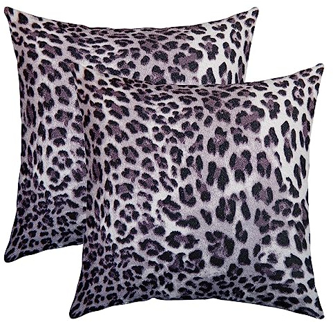 Loussiesd Dark Grau Leopard Dekokissen Kissenhülle Geparden 2er Set Kissenbezüge Kissenbezug Tier Kissenbezüge 40x40cm Leopard Pelz Kissenbezüge 40x40cm für Kinder Sofakissen Couchkissen