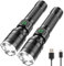 GEARLITE Lampe torche LED rechargeable, 10000 lumens, Lampe torche LED Ultra Puissante Rechargeable avec 3 modes, étanche IP65, lampe de poche zoomable pour camping, randonnée, extérieur, urgence (2)