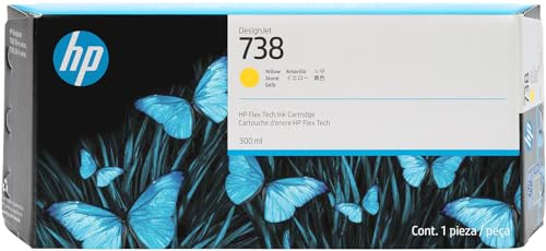 HP 738 Gelb, Original Druckerpatrone | Tinte für DesignJet, 300 ml (676M8A)