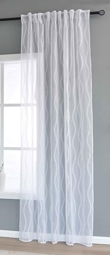 Gardine HxB 245x145 cm Natur Waves »Valencia« Multiband Aufhängung Scherli Transparent Leinen-Optik, 2023420