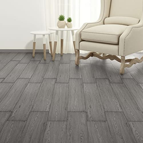 Self-adhesive PVC Flooring Planks 2.51 m² 2 mm Dark Grey, CIADAZ Flooring Tiles, Kitchen Floor Tiles, Vinyl Floor Planks - 342878