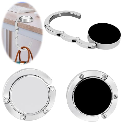 Collazoey Set 2x Gancio Borsa da Tavolo, Porta Borsa da Tavolo Appendi Borsa in Alluminio Pieghevole Antiscivolo Antigraffio, Appendiborsa Scrivania Max 3 kg, per Donne, Ragazza, borsa