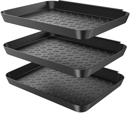 Schuhabtropfschale Schuhmatte Ablage, 3 Stück Schuhwanne aus Kunststoff, Schuhablage 35x27x3cm mit erhöhtem Rand, Schuhmatte Schuhwanne Kunststoff für Schuhe Regen Herbst Winter