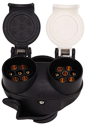 Adaptateur de Prise de Remorque 13 Broches à 7 Broches, Adaptateur de Conversion de Prise à Double Prise, Connexion Sûre pour le Remorquage de Remorque Noir