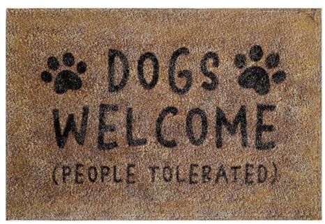 JAXICH Personalized Door Mat - Indoor/Outdoor Low Profile Durable DOGS WELCOME Entrance Mat - 40x60cm - Polyester - Black