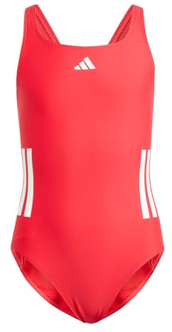 Adidas Mädchen 3-Stripes C-Back Swimsuit Kids, Pure Ruby/White, 7-8 Years
