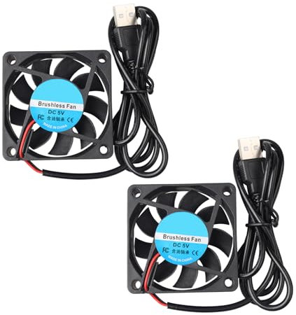 Jopto 2PCS Mini Silent USB Brushless Cooling Fan For DIY 60x60x15mm 6015 DC 5V Fan Compatible With TV Box Projector PC CPU Computer Cases With 100CM 1M 39.37Inch Cable
