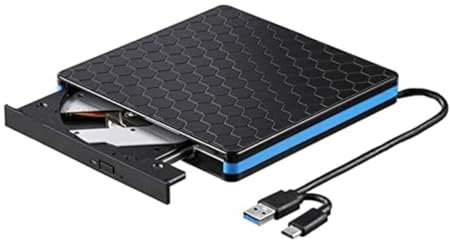 Giyofom Reproductor de DVD Unidad óPtica Externa Tipo-C USB 3.0 Grabadora de CD/DVD 2 en 1 Lector de Tarjetas Unidad RW Reproductor de Unidad óPtica Externa