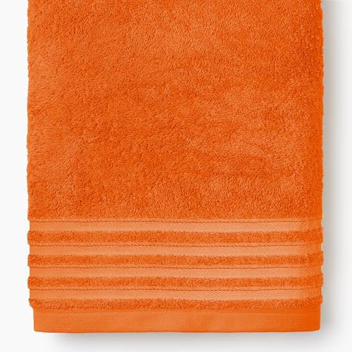 Sedalinne - Pack 2 Toallas de baño Lisa - Formato Lavabo 50x100cm - 100% algodón Peinado - Altamente Absorbente - gramaje 500 gr - Secado rápido y Tacto Suave - Color Naranja