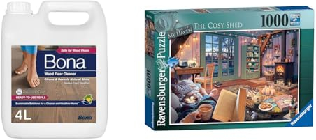 Bona Wood Floor Cleaner Liquid | Wooden Floor Cleaner | Robot Liquid | Suitable for Varnished & Ravensburger My Haven No.6 The Cosy Shed 1000 Piece Jigsaw Puzzle for Adults & for Kids Age 12 and Up