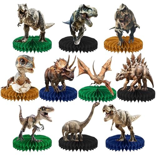 DTOFOOT 10 Stück Dinosaurier Partydekorationen Dinosaurier Geburtstagsdekorationen Dinosaurier Mittelstücke für Geburtstagspartys 3D Dino Waben Tischdekorationen Dschungeltier Thema Tischdekoration