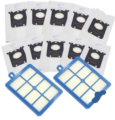 YIKRAOS Sacs à poussière de Rechange for Filtre Hepa compatibles avec Les aspirateurs Electrolux Filtre Electrolux Hepa et S-Bag compatibles Sacs Philips compatibles Aeg(12pcs)