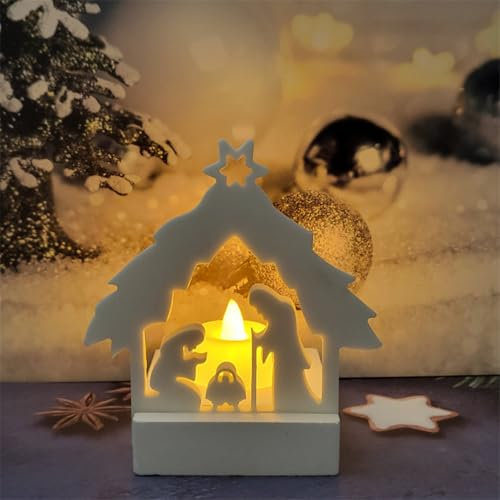 Krippe Silikon Gießform, Krippe Set Silikonformen Gießformen Kerzenhalter, Krippe Giessformen Zum Gießen, Gipsform Weihnachten Krippe Silikonformen Für Kerze, Handwerk, Tischdekorationen (Stil B)