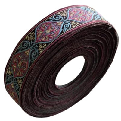 Fenteer 5 Meter Mittelalter Borte Webband Dekoband Zierband Spitzenstoff Spitzenborte für Nähen Handwerk Deko Scrapbooking Jacquardband - 3 cm