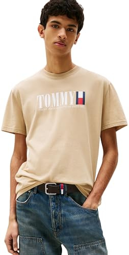 Tommy Jeans Herren TJM Reg DNA Flag Tee EXT Dm0dm21941 S/S T-Shirt, Khaki (Silt), M EU
