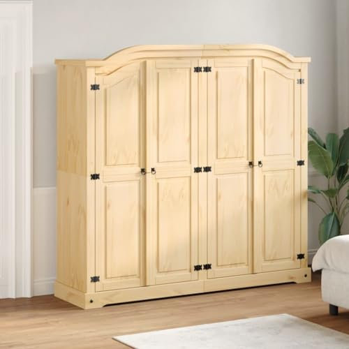 Home Garden Kleiderschrank Corona 194x52x186 cm Massivholz Kiefer