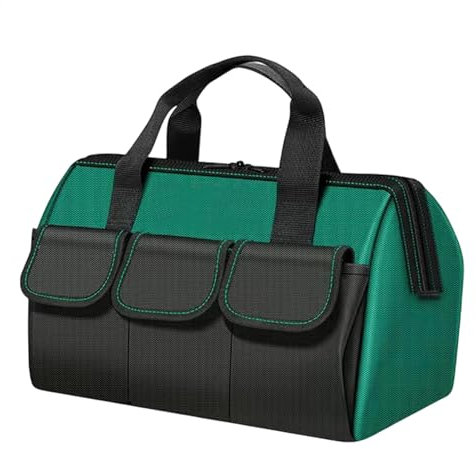 Tool Tote, Portable Soft Tool Box Organizer Storage with Handle, Wide Mouth Tool Storage Bag, Multi-Pocket Tool Carrier for Work Tools, Home Garage, and Workshop Organization