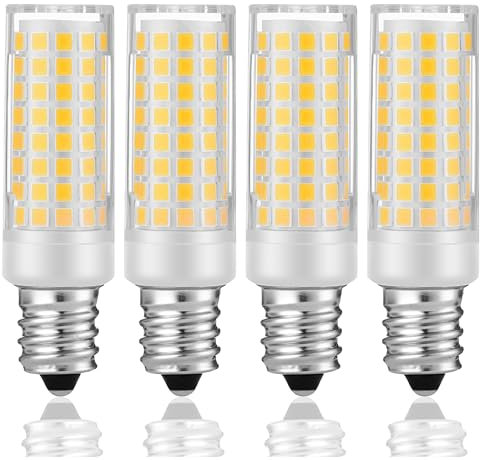 E12 LED Birne 5W-50W E12 Halogen Glühbirne äquivalent AC220V-240V für Kühlschrank, Dunstabzugshaube, Nähmaschine, Tischlampen, Hängelampen, Wandlampen, Deckenlampen Unbekannt (Kaltweiss 6000k, 4Stück)