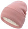 Damen-Strickmütze Satin für den Winter, warme gestrickte Seidenmütze mit Bündchen, weiche Zopfmustermütze Russen Mütze Damen