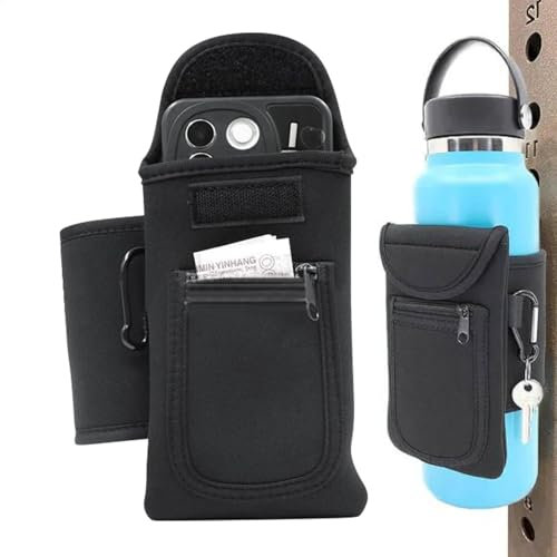Magnetic Gym Bag - Water Bottle Phone Holder Pouch With Cup Sleeve, Attaches to Metal Exercise Equipment for Fitness Accessories