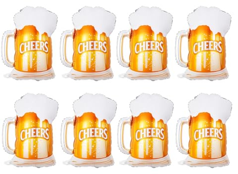Bayrische Deko, 8 Stück Folienballon Oktoberfest Deko, Bierkönig Bier Deko für Geburtstagsparty, Hochzeit und Festival, 63×49 cm