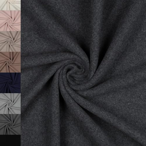 MAGAM-Stoffe Frieda Bio Fleece Stoff 100% Baumwolle Meterware 50cm (09. Anthrazit meliert)