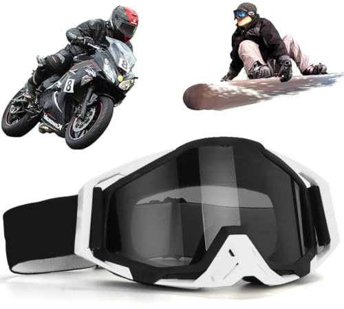 Motocross Brille, Winddichte Staubdichte Motocross-Brille, SkiBrille, Dirt Bike Crossbrille, Anti Fog UV Skibrille, Off Road Racing Fahrbrille, für Radfahren, Langlaufrennen, ATV, UTV, Schwarz 14