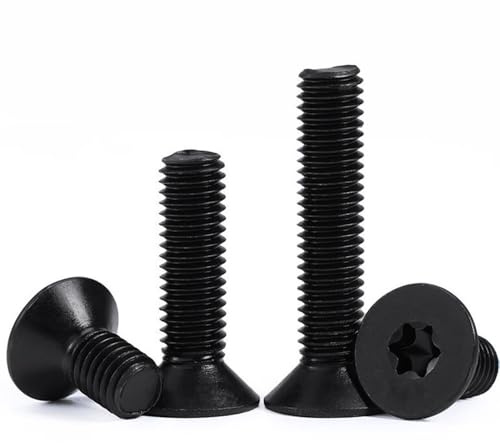 JIADEXIN 50 Stück Senkkopfschrauben Torx M3 - Edelstahl A2 Senkkopf Schrauben Torx Schwarz M3 x 12mm Maschinenschrauben Senkschrauben Flachkopfschrauben für Maschinen, Möbel, Holz