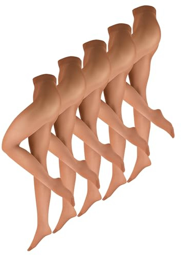 NUR DIE Damen Strumpfhose Tanzstrumpfhose 70 DEN 5-Pack - strapazierfähige Ballett Strumpfhose, elastisch & blickdicht, ideal für Tanz, Bühne & Training