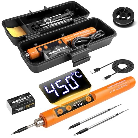 Flintronic Kit saldatore, Senza fili, Set Di Saldatore A Batteria Ricaricabile USB con LCD, per Riparazioni Elettroniche, Creazione di Gioielli, Progetti fai da t