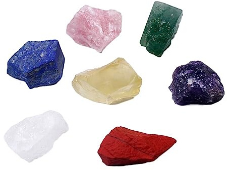 7pc Stone Seven Crystal Raw Gemstone Black Cloth Bag Rough Specimens Gifts Ornaments