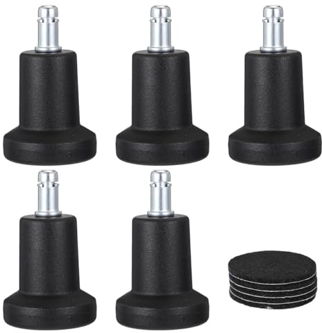 SWETRACE Patins Antidérapants Noire Lot de 5 Bureau pour Chaise de Bureau Protection Sol, Plastique et Métal Pieds Fixes Pratiques