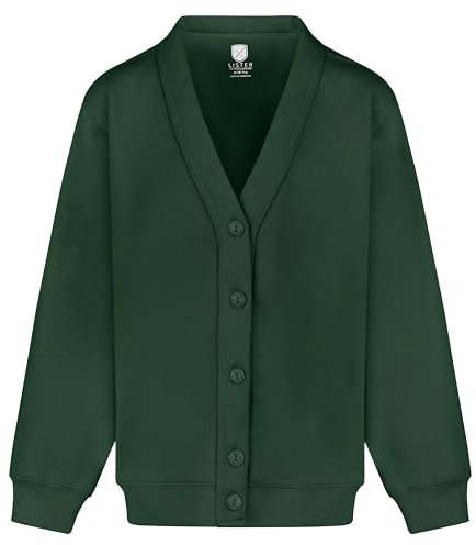 Miss Chief Girls School Cardigan Fleece Sweatshirt Uniform Schoolwear Age 2 3 4 5 6 7 8 9 10 11 12 13 14 + Adult Sizes Bottle Green