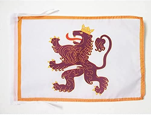 BANDERA del REINO DE LEÓN 910-1230 45x30cm - BANDERINA DE LEON 30 x 45 cm cordeles - AZ FLAG