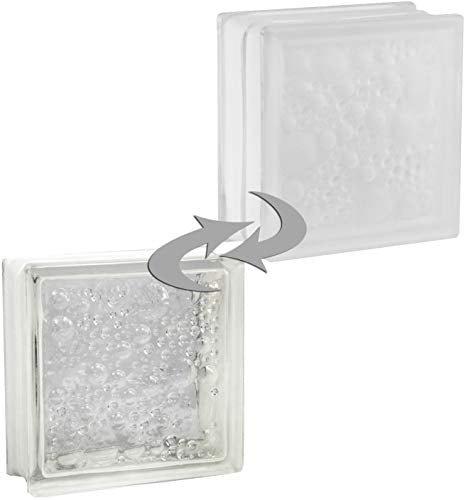 Design Glasbaustein Savona klar einseitig satiniert, 19 x 19 x 8 cm - 5 Stück