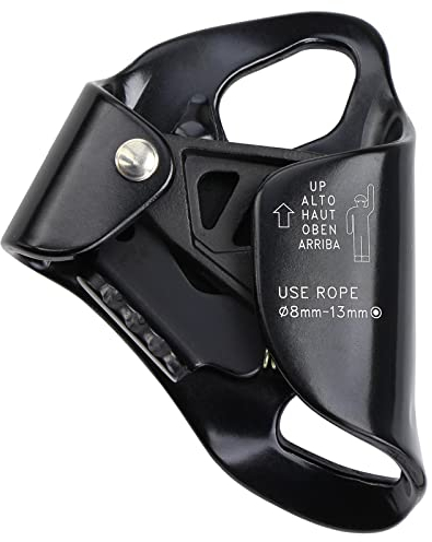 ALPIDEX Bruststeigklemme Brust Chest Ascender Steigklemme Klettern Climbing Fixseil Aufstieg Seil Durchmesser 8-13 mm, Farbe:Black