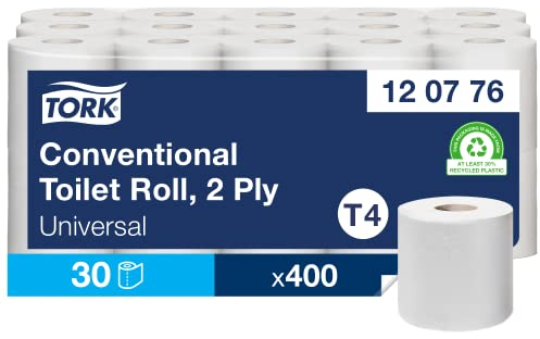 Tork 120776 Papier toilette universel / Compatible avec le système T4 / 2 plis / lot de 30 (30 x 400 feuilles)