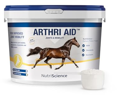 Nutriscience ArthriAid Joint Supplements for Horses, Glucosamine, Chondroitin, MSM & HA Supplement Aids joint Lubrication - Improves Joint Health & Mobility - 1.2kg Powder